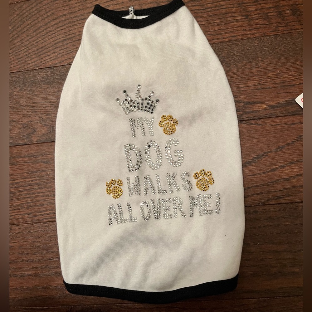 🌟HOST PICK🌟American Apparel Dog Shirt “My Dog Walks All Over Me” bedazzles